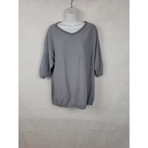 NWOT OSKA Shirt Size 4 Short Sleeve Blue and White Striped